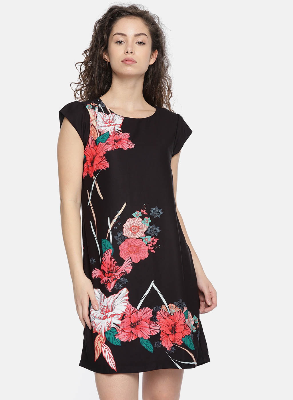 Black Printed A-Line Dress Price in India