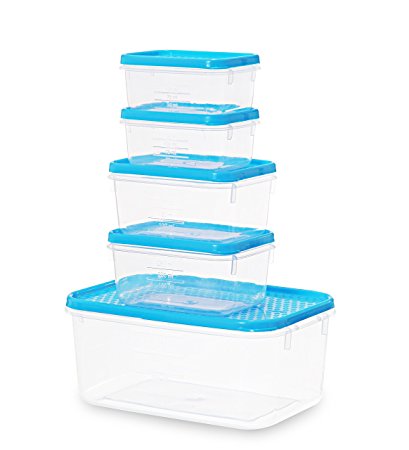 All Time Plastics Polka Container Set, 1.75 Liters, 5-Pieces, Blue Price in India