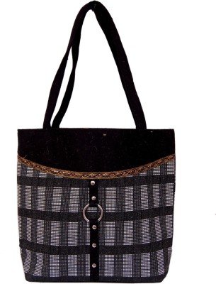 Womaniya Jute And Canvas Women's Handbag - Black (Woman-1044) Price in India