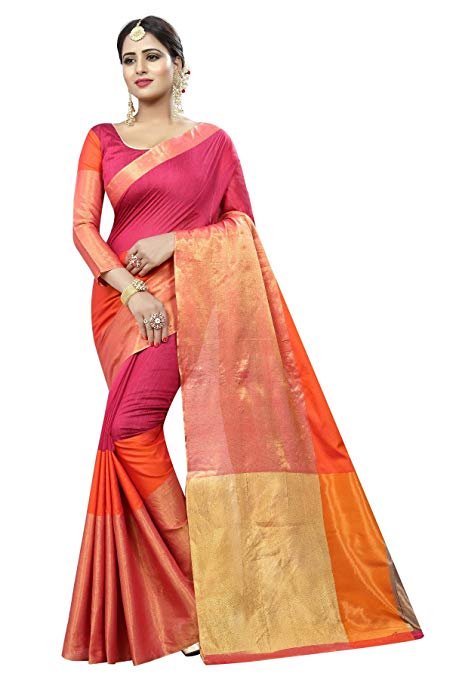 PerfectBlue Women's Cotton Saree with Blouse Piece Price in India