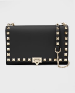 Valentino Garavani Rockstud Clutch Bag in Black Leather Gold Studs Eve –  AvaMaria