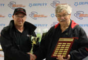 Mike Hicks presenting the inaugural perpetual shield to Gerardo Martin. Photo by Rob Wilko.