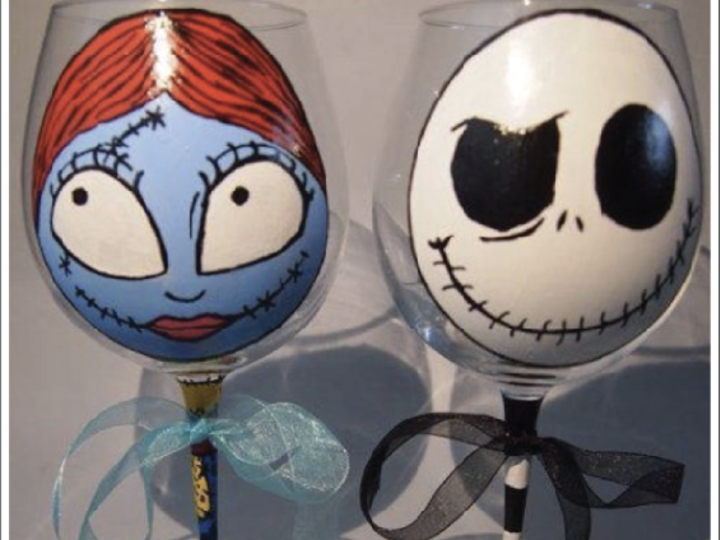 Nightmare Before Christmas Wine Glass Painting At Bowlero Bowling