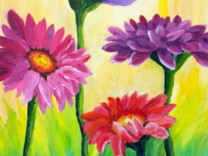 Van Gogh Vino Sip Paint Gerber Daisies