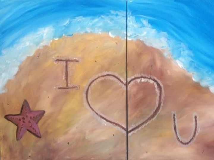 25 Date Night Beach I 3 You Canvas Painting