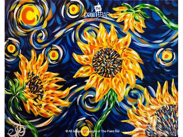 Starry Sunflowers Wine Wednesdays 1st Glass Of Wine Included In
