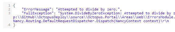 Server exception from JSON