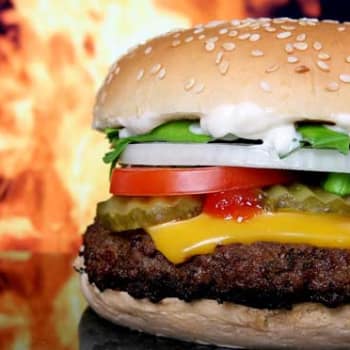 Fake Flame Grilled Cheese in Burger
