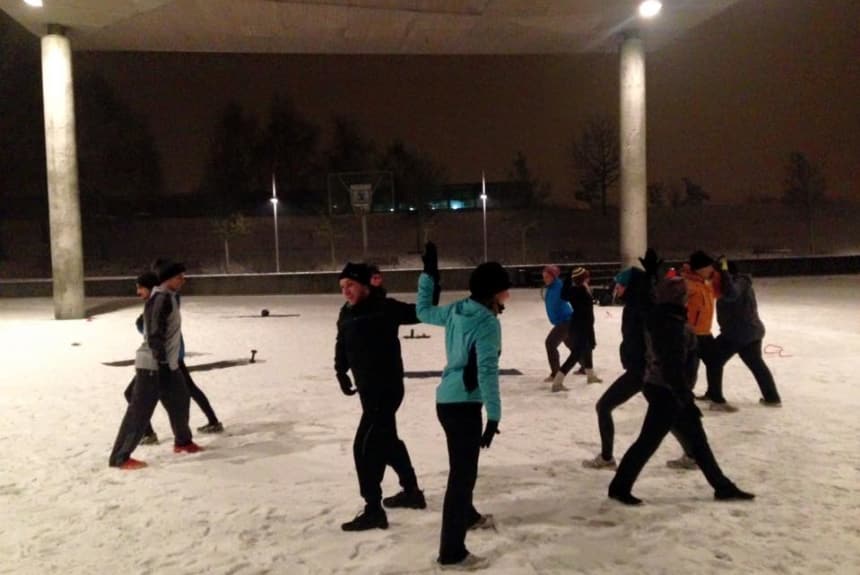 Fitnessstudio Bootcamp Potsdam Spass bei dem Outdoor Fitness Training: Auch bei Schnee