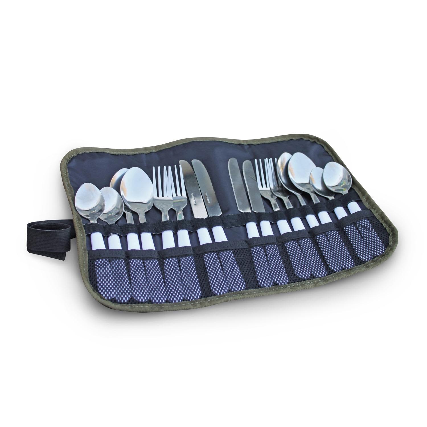 Camp Cover 16 Piece Cutlery Roll Up Set