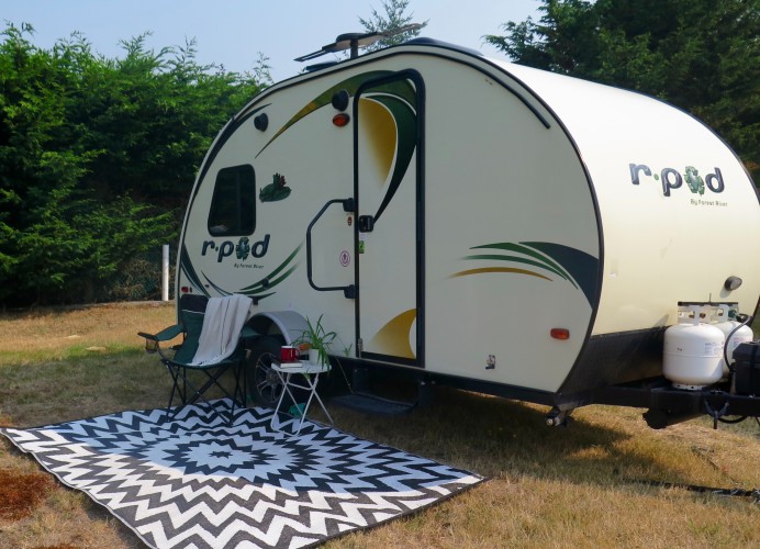 teardrop trailer rental bc | family-friendly teardrop camper with outdoor speakers