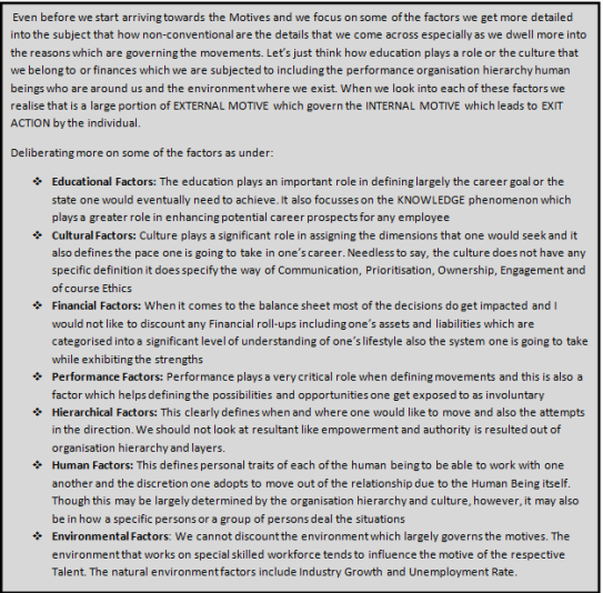 Factors influencing movement motives