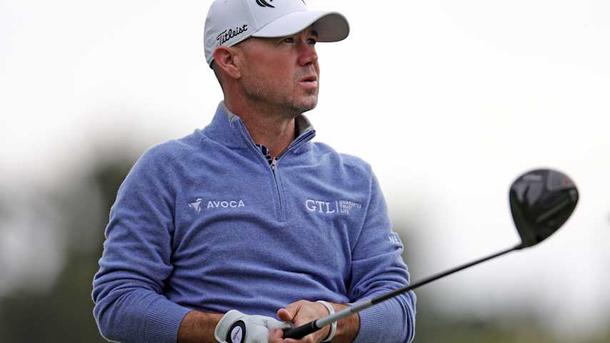 Brian Harman of the United States plays his shot from the third tee during the second round of The Genesis Invitational 2026 at Riviera Country Club on February 20, 2026 in Pacific Palisades, California. (Ryan Sirius Sun/Getty Images)