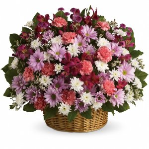 Rainbow Reflections Basket flower arrangement