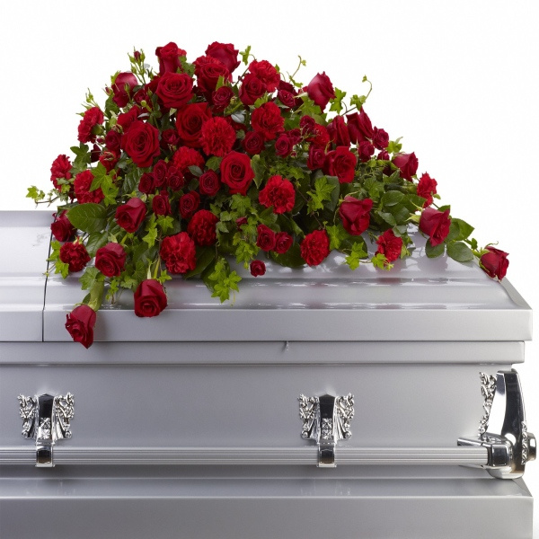 Red Rose Reverence Casket Spray Casket Flowers