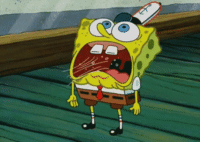 Spongebob hyperventilating because he's anxious