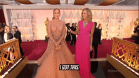Jennifer Lopez on the red carpet at the Oscars saying, "I got this" during an on-camera interview