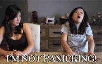 Screencap of video by Youtuber CommunityChannel (run by Natalie Tran) with her saying, "I'm not panicking"