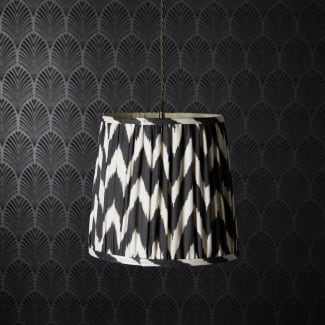 30cm tall tapered pendant shade in black and white ikat