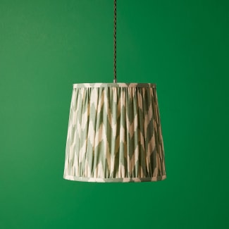 30cm tall tapered pendant shade in eau de nil ikat