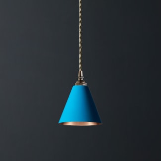 Stanlette pendant shade in blue with copper interior