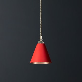 Stanlette pendant shade in red with copper interior