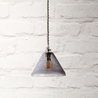 Hazelette pendant in grey bubble glass