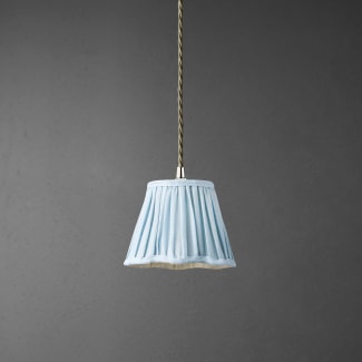 18cm scalloped pendant shade in blue sky linen