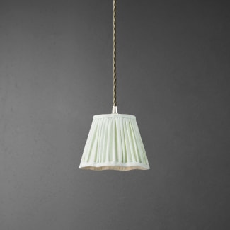 18cm scalloped pendant shade in frosted mint linen