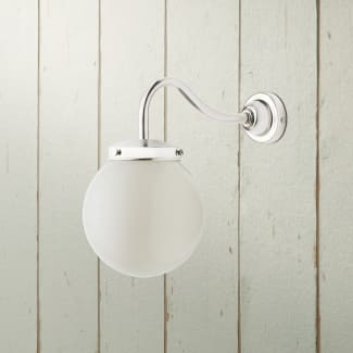 IP44 Swan neck wall fitting in chrome with gallery