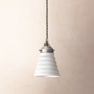 Skep shade in opaline glass