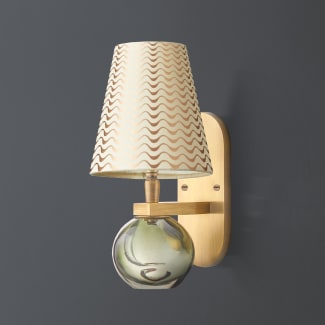 Tiddly Pomme wall fitting in brass and green glass