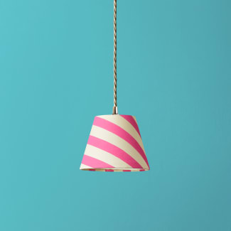 18cm pendant shade in hot pink stripes