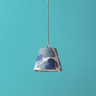 18cm pendant shade in blue sesia hand made marbled paper