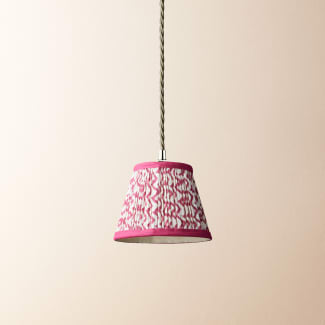 18cm Straight Empire Pendant shade in Crimson Chevrons with Crimson tape