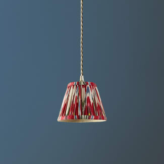 18cm Straight Empire Pendant shade in Printed Linen Ikat Heraldic