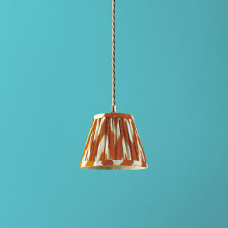 18cm Straight Empire Pendant shade in Orange Printed Linen Ikat