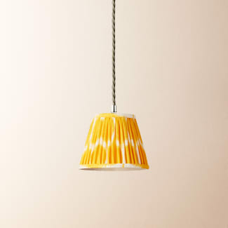 18cm pendant printed linen ikat shade in yellow Yoda