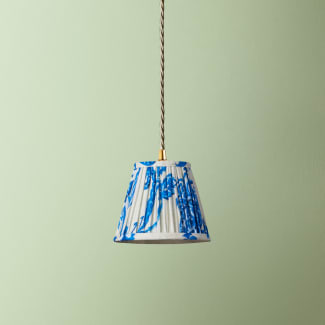 18cm pendant shade in blue and white Paisley by Matthew Williamson