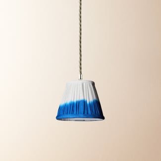 18cm Straight Empire Pendant shade in Blue shibori linen