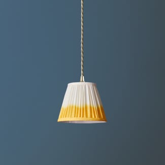 18cm pendant shade in yellow shibori linen