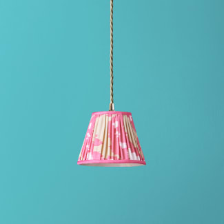 18cm straight empire pendant silk ikat shade in pink and ecru Koyari