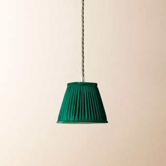 18cm pendant shade in emerald silk with velvet tape