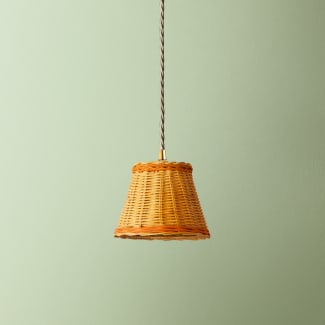 18cm pendant shade in natural rattan with orange stripe