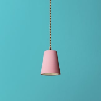 9.5cm tall tapered pendant shade in antique rose dupion silk