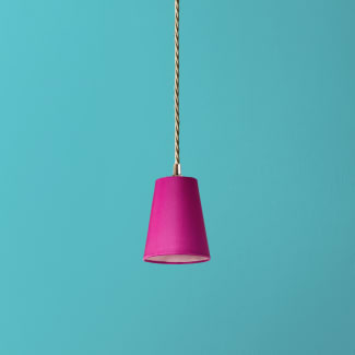 9.5cm tall tapered pendant shade in fuchsia dupion silk