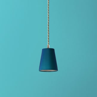 9.5cm tall tapered pendant shade in peacock dupion silk