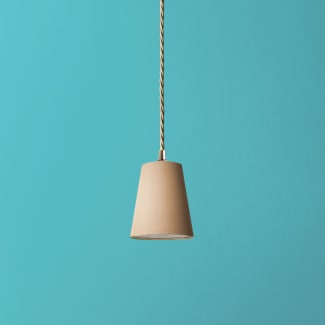 9.5cm tall tapered pendant shade in taupe dupion silk