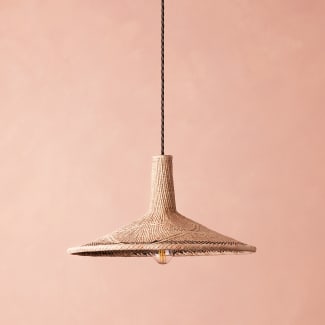 Serena woven palm basket pendant shade with patterned edge