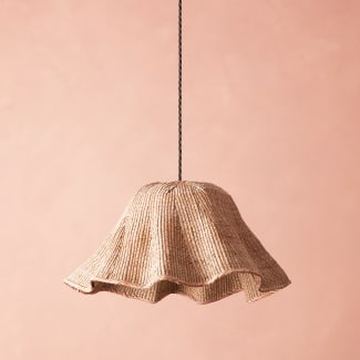 Wonky Wave natural woven palm basket pendant shade